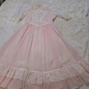 Vintage Gunne Sax Jeunes Filles Girls 12 Pink Lace Victorian Cottagecore Dress